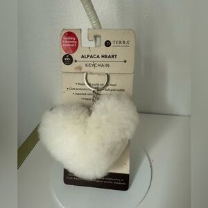 Cream Alpaca Heart Keychain